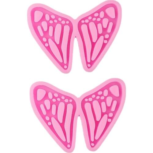 2Pcs Handmade Butterfly Pendant Earrings Keychain Silicone Mold with Hole Butterfly Wing Resin Casting Mold Craft Tools