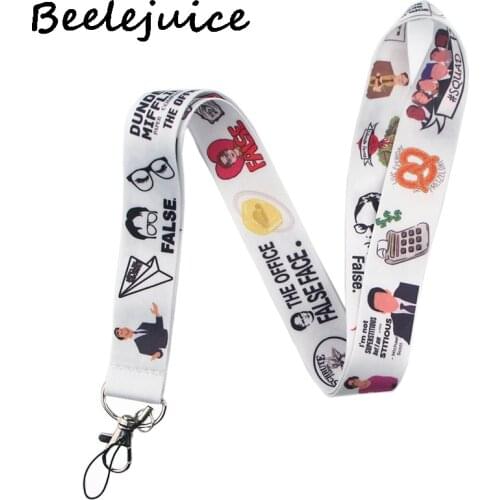 24pcs The office tv show Keychain Lanyards Id Badge Holder ID Card Pass Gym Mobile Phone Badge Holder Key Strap webbings ribbons