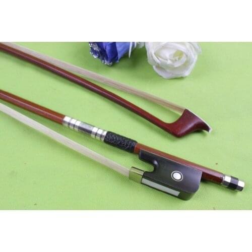 4/4 Cello Bow Brazilwood Stick Ebony fr og Flower Pattern WHITE horse hair