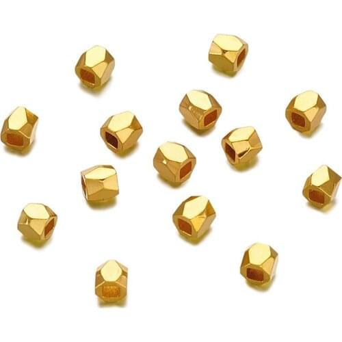 50Pcs Alloy Faceted Column Spacer Beads Metal Findings Accessories For Jewelry Making Handmade Diy Bracelet Necklace 3x3mm