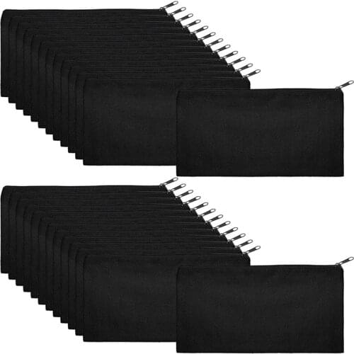 50Pcs Canvas Cosmetic Bag with Zipper Bag Bag Plain Cosmetic Bag Blank DIY Stationery Cosmetic Craft Bag