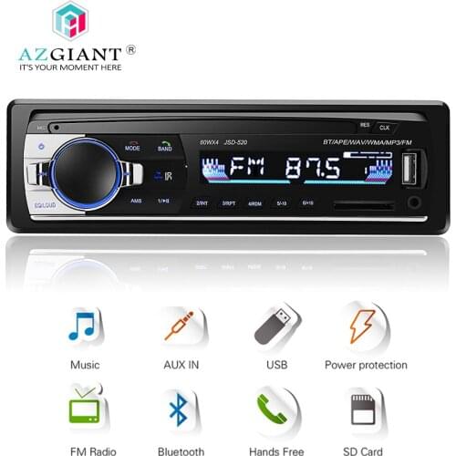 AZGIANT Autoradio JSD-520 12V 24V Car Radio Bluetooth 1 din Stereo radios AUX-IN FM/USB/Receiver MP3 Multimedia Player Car Audio