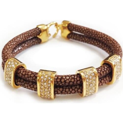 BC Jewelry Brown Genuine Stingray Leather Bracelets For Women Charm Stingray Bangle For Watch Bijoux Femme Pulseras Mujer