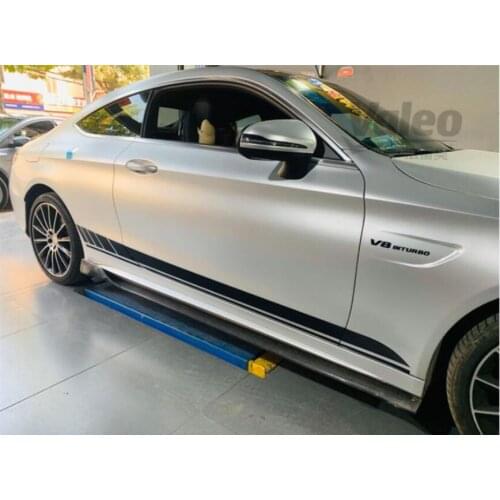 REAL CARBON FIBER SIDE BODY SKIRTS LIP COVER FOR Mercedes-Benz W205 Coupe/Sedan 2/4 Door C63 C200 C220 C260 C300 2015-2022