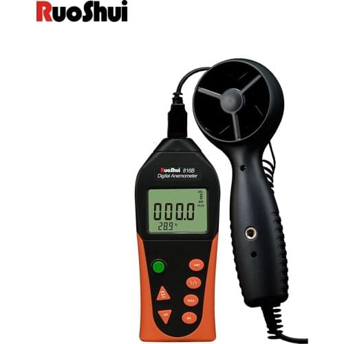 Digital Anemometer Handheld Wind Speed Meter for Measuring Wind Speed Temperature and Wind Chill with Backlight LCD RuoShui 816B