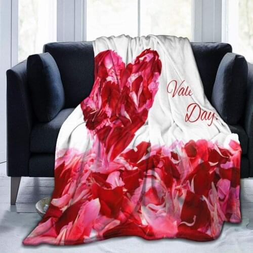 Valentines Day Floral Love Heart Romantic Throw Blanket Plush Microfiber Flannel Fleece Blanketfor Bed Sofa Couch Camping