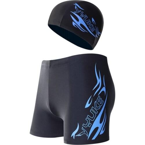 Mens Swimsuit With Hat Beach Sport Swim Trunks Men Surf Swimming Shorts For Male Swimwear Boxer Quick Drying Briefs Plus Size