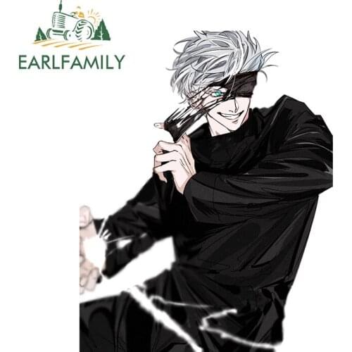 EARLFAMILY 13cm x 10.2cm for Jujutsu Kaisen Gojo Satoru Decals Air Conditioner Car Stickers Motorcycle Waterproof Vinyl Car Wrap