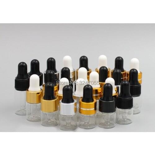 1ml2ml3ml Clear Glass Cosmetic Essential Oil Serum Sample Bottle, Small Transparent Reagent Dropper Fragrance Pipettes Vials