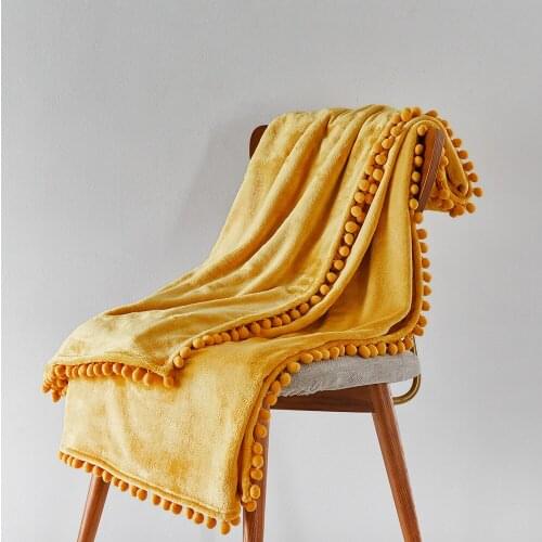 Flannel Blanket Bayberry Ball Wool Plain Color Throw for Sofa Plaid Blankets Bed Decorative and Nappies Baby Winter Beds