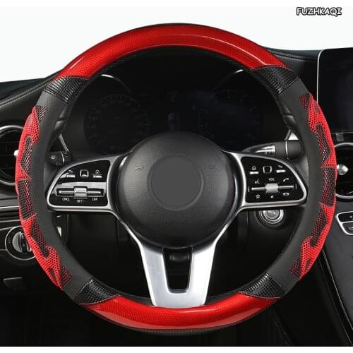 FUZHKAQI Microfiber Leather Car Steering Wheel Cover For Daihatsu Terios Sirion Mira Cuore YRV Ayla Sigra Xenia Luxio