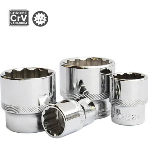 1pc 1/2" 12-point Socket Bit Ratchet Wrench 12pt Square Drive Mirror Socket 12 Angles Plum Blossom Sleeve Hand Tool Kit 8-32mm