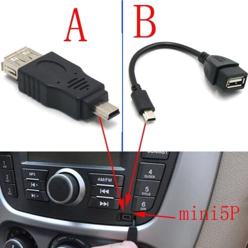 2pcs/lot Test before send USB A Female to Mini USB B Male Cable Adapter 5P OTG V3 Port Data Cable For Car Audio Tablet
