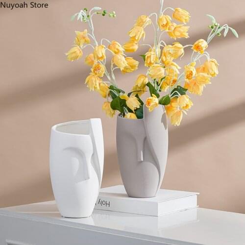 Nordic Face Ceramic Vase Decoration Crafts Creative Home Living Room Dining Table Flower Arrangement Decoration Accessories