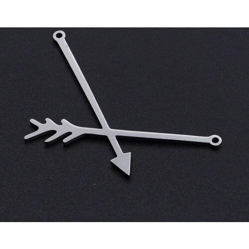 Bow and Arrow Archery Pendant Stainless Steel Double-hole Connection Pendant DIY Jewelry Accessories for Necklace Bracelet