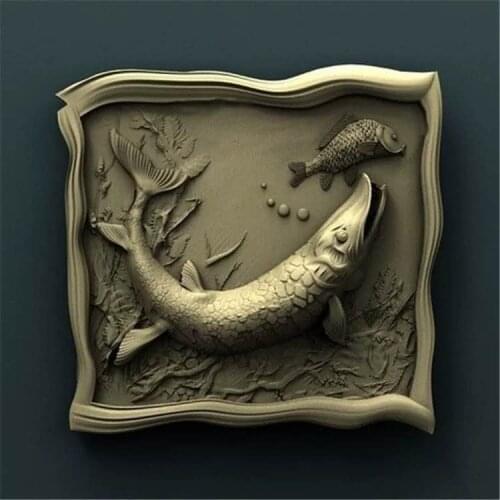 Pike fish 3D Model STL relief for cnc STL format home decoration router carving and engraving artcam aspire