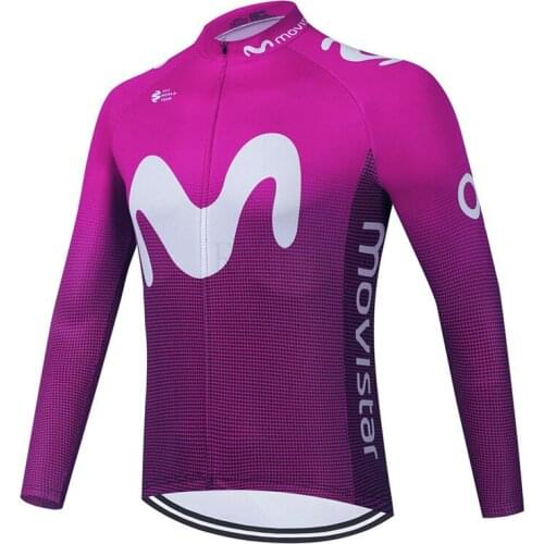 Movistar Men Spring Cycling Jersey Set Long Sleeve Autumn Quick-Dry Racing Team Uniform Premium Anti-UV Downhill Cycling Suits