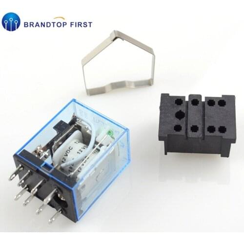 MY2P HH52P MY2NJ Relay Coil General DPDT Micro Mini Electromagnetic Relay Switch with Socket Base LED AC 110V 220V DC 12V 24V