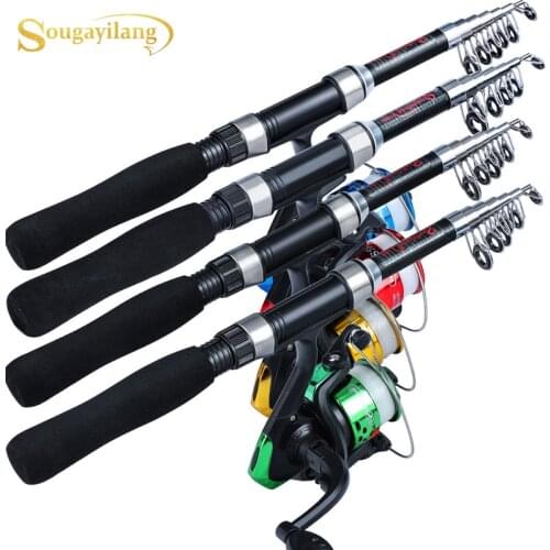 Sougayilang 1.6M Fishing Rod and Spinning Fishing Reel with Fishing Line Combo Portable Freshwater Fishing Kit Set