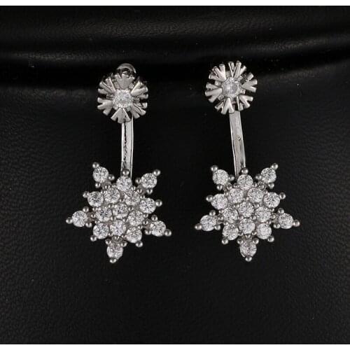 New Design Shinny Star Shape CZ Crystal Stone Pave Drop Earrings Brincos Women Travel Fashion Party Jewelry Wholesale E-029