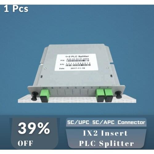 1X2 Single Mode FTTH Fiber Optic Insert PLC Splitter Box With SC/UPC SC/APC Connector 1PCS