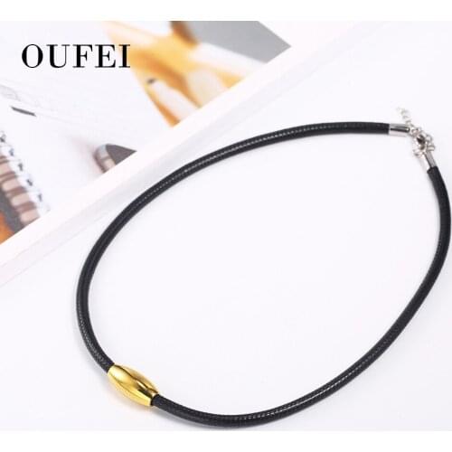 OUFEI Black Braided necklace Stainless Steel Clasp Rope Man Made Leather Necklace for Men woman Couple models Necklace 2019 new