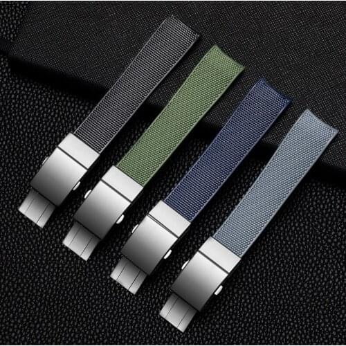 21mm Rubber Silicone Nylon Watch Strap Waterproof Watchband for Longines strap for Conquest HydroConquest L3 Black Accessories