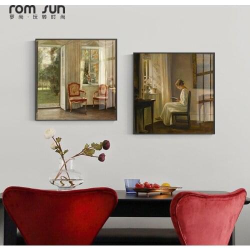 Figure Painting Poster Retro Europeanism Print Elegant Window Woman Canvas Painting Home Decor Wall Art Picture for Living Room