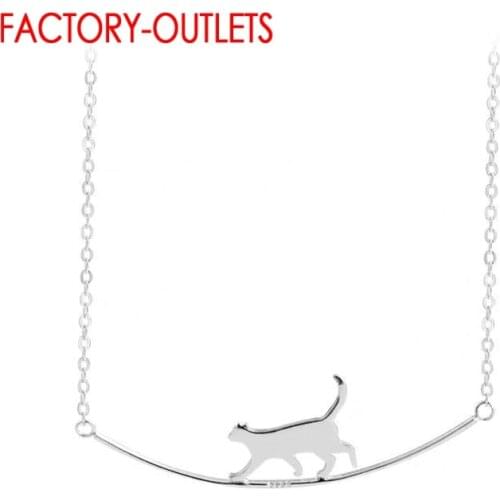 New Mode Lovely Little Cat Pendant Necklace For Women 925 Sterling Plated Platinum Collar Luxury Brand Jewelry Christmas Gift