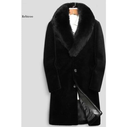 Autumn Winter New Imitation Mink Coat Mens Long Haining Mink Fur Coat Fur Coat Men Jacket