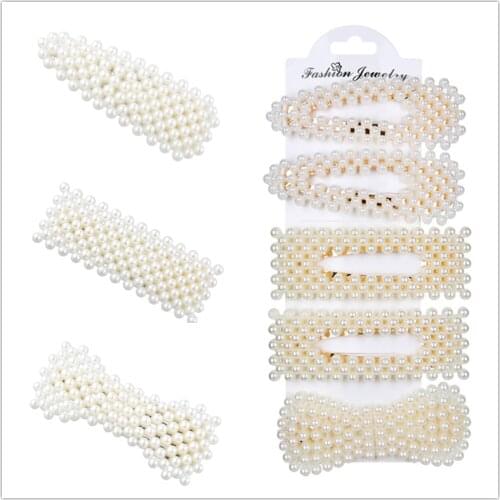 5pcs/set Pearl Hair Clip for Women Elegant Korean Design Snap Hair Barrette Stick Pearl Hairpin Hair Pins Hair Accessories