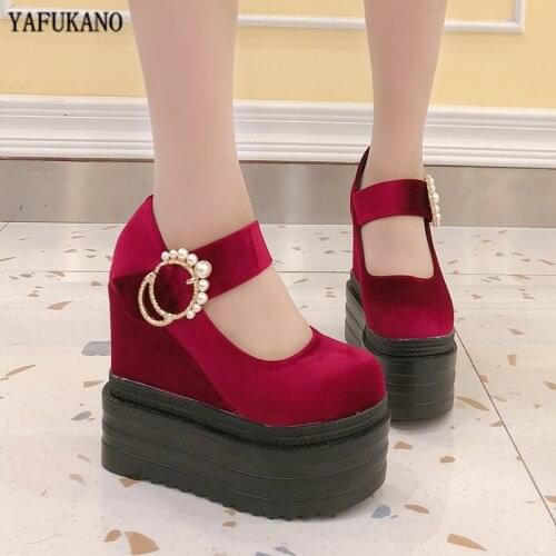 14cm Super High Heels Shallow Mouth Round Toe Platform Women Shoes Within Increase High Heels Sexy Party Dress Wedges Pumps