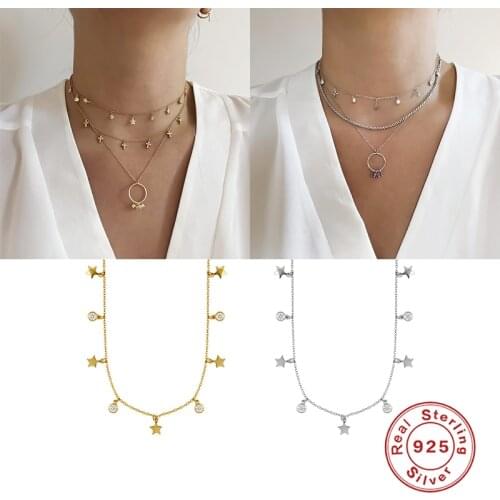 925 Sterling Silver Personalized Cute INS Star Collares Mujer Choker Necklaces For Girlfriend Engagement Wedding Jewelry Gift