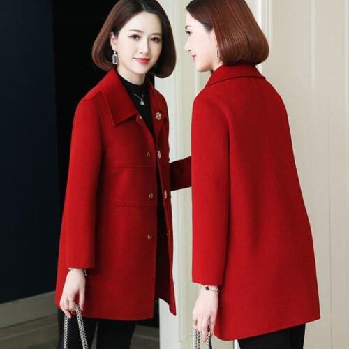 Women 2021 Autumn Winter New Fashion Warm Wool Overcoat Female Long Sleeve Thick Warm Woolen Coats Ladies Elegant Outerwear A305