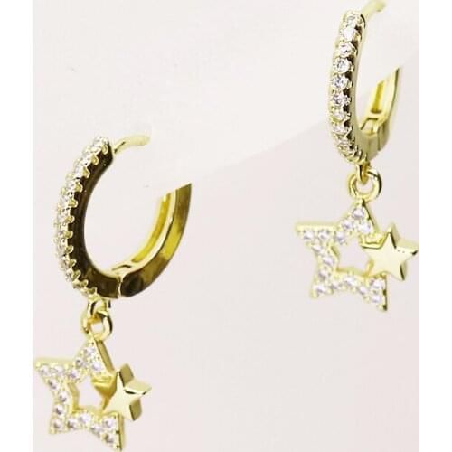 10 Pairs Fashion Zirconia star earrings Gold star drop earrings fashion jewelry earrings women earrings star earrings 8282