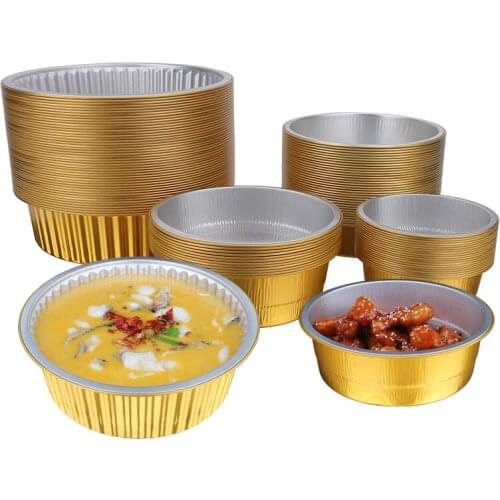 10pcs Net red aluminum foil round thick packaging box BBQ food contaniner baking cookies fruit salad disposable cups with lids1