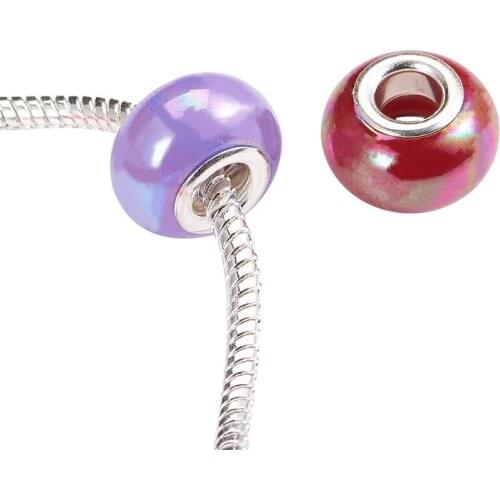 10Pcs/Lot 45 Color Red Purple Large Hole Round Loose European Spacer Beads Fit Pandora Charms Bracelet Bangle Women DIY Jewelry