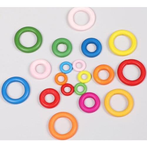 20PCS Color Wood Circle Ring DIY Crafts for Jewelry Making Baby Teething Wooden Ring Kids Toy Ornaments Accessories