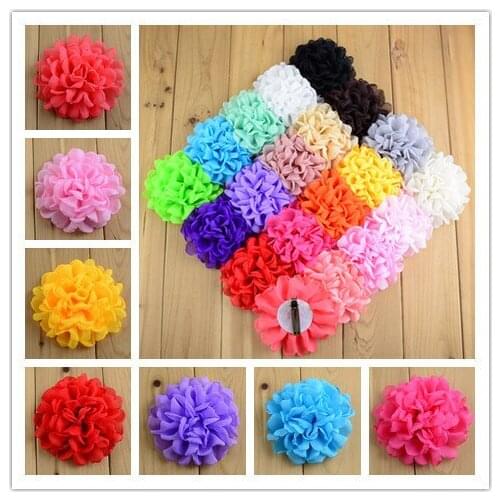 20 pcs/lot , 4 inch Chiffon Burned Flower with clip , hair flower clips