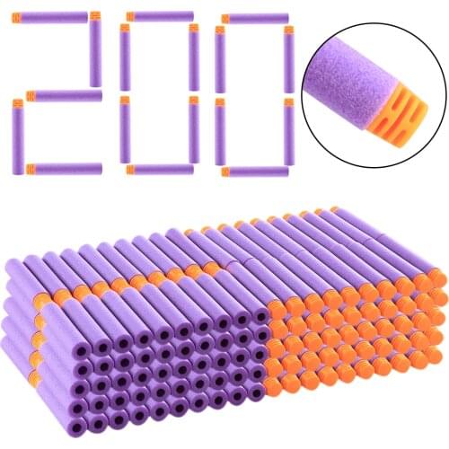 200Pcs 7.2cm Universal High Buffered Soft Bullet Darts Flat Head Soft Toy Gun Darts For Nerf Elite Series Blasters