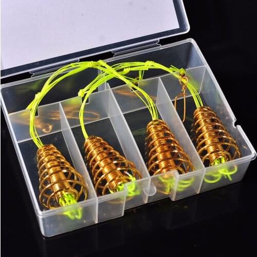 4Pcs High Carbon Carp Spherical Feeder Fishing Hooks Bomb Proof Hanging Explosion Hook Tool Spring Anti-winding Explosion Hook