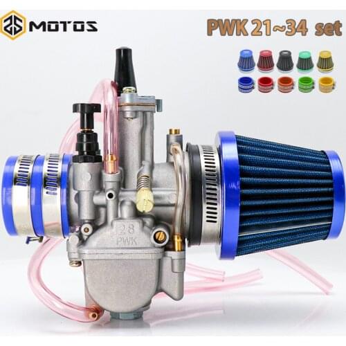 ZS MOTOS 3 Pcs /Set Carburetor 4-Stroke PWK Carburetor+Air Filter Intake+Adapters Sets Fit 50cc-250cc For ATV Scooter Dirt Bike