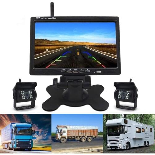 Car Wireless Monitor 7 inch LCD Kit Outdoor Personal Car 2 Backup Rear View Cameras Parts Decoration for Bus Truck RV
