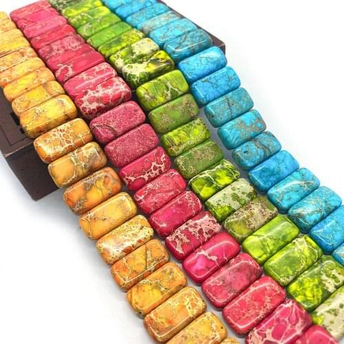 Natural Stone Beads Emperor Stone Rectangle Double Hole Braclets for Women Beads for Charm Jewelry Making Necklace Accessories