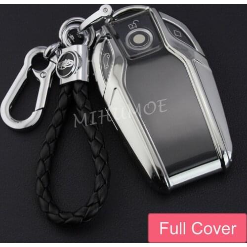For BMW New 5 6 7 Series X3 X4 X5 X7 G30 G32 G11 G01 G02 G05 G07 LCD Screen Car Key Cover Fob Chain Case Holder Accessories