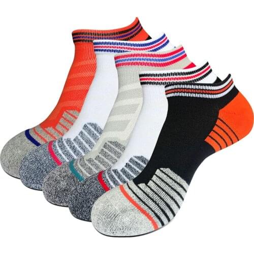 Colorful Sport Ankle Socks Mens Pure Cotton Mesh Breathable Terry Outdoor Basketball Bike Running Football Travel Socks Novelty