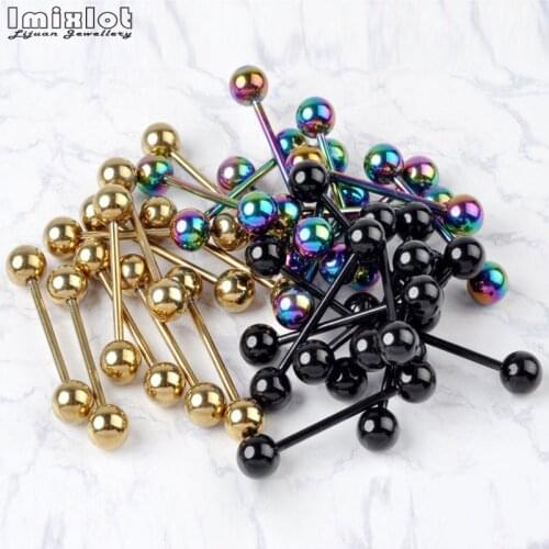 10/30Pcs Stainless Steel Long Industrial Barbell Ring Tongue Nipple Bar Piercing 1.4MM Tragus Helix Ear Piercing Body Jewelry