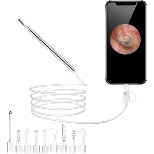 Ear Cleaner Endoscope Ear Nose Throat Inspection Camera USB Ear Wax Remover Otoscope + LED Light Silicone Ear Pick