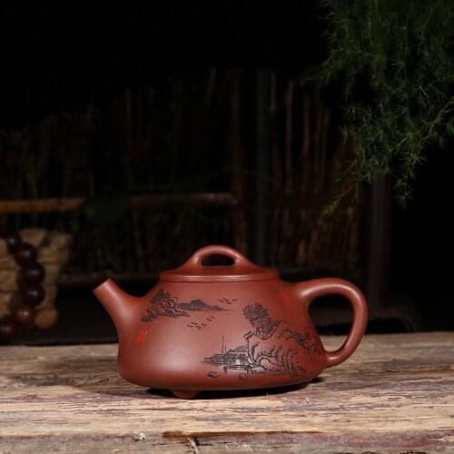 Famous manual recommended undressed ore purple clay stone mountain son and metallurgy ladle a undertakes the teapot