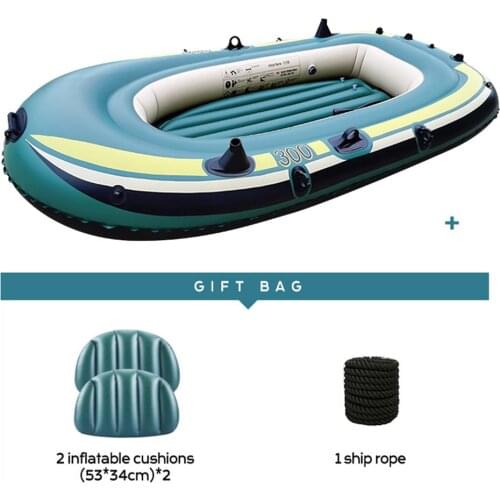 3 People Thicken Heavy Duty Kayak Inflatable Fishing Boat Quick Inflation Wear-resistant Outdoor Drifting Canoe with Cushion Pad
